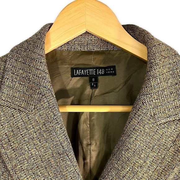 Lafayette 148 New York Wool Angora Blend Tweed Blazer, Brown Tweed, Size 8 - Picture 4 of 12